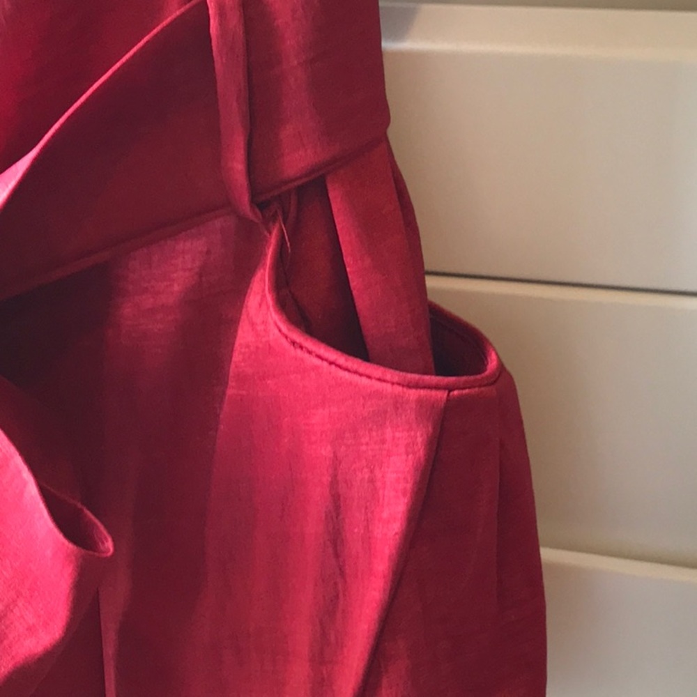 Cachet Red Tie-Waist Short Sleeve Blouse - Picture 5 of 7